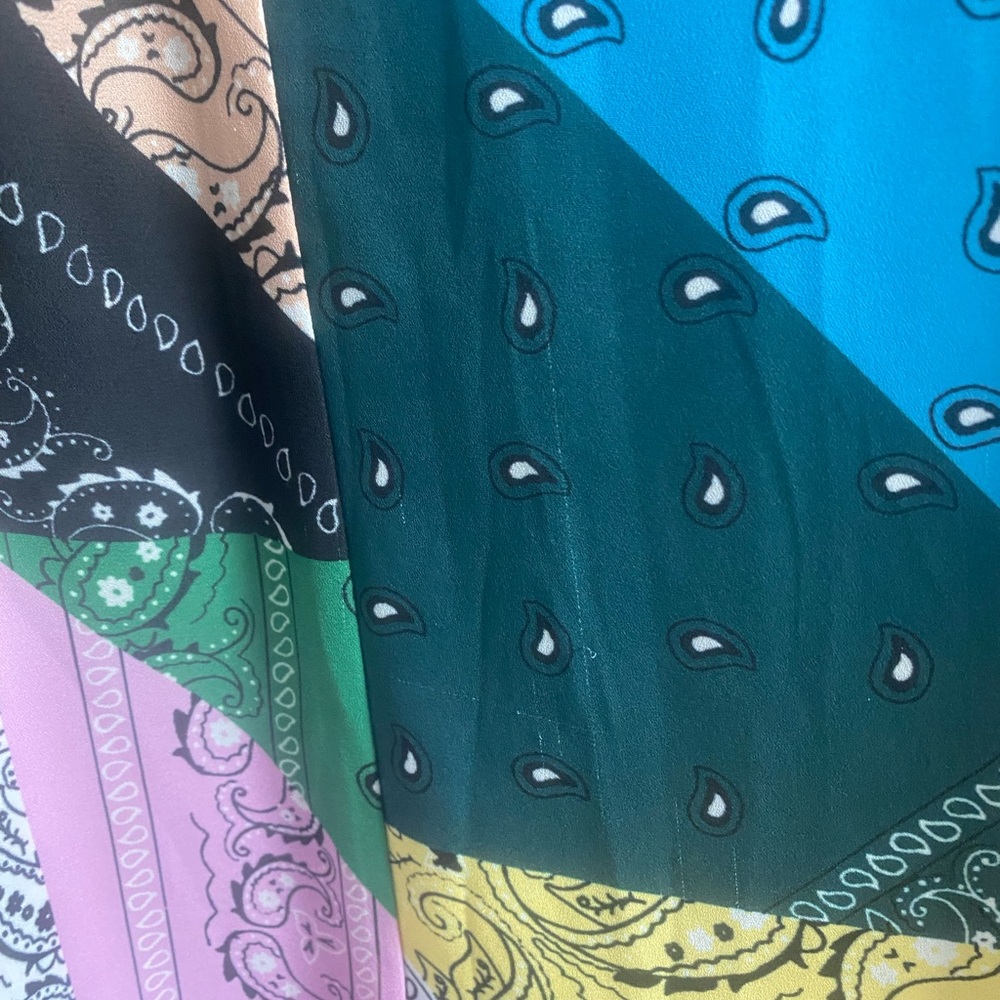 Staud Multicolor Patchwork Midi Dress - image 7